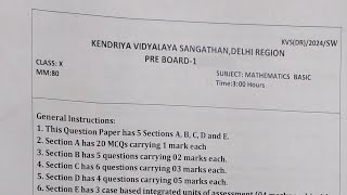 Class 10 Pre board 1 question paper of Maths [upl. by Naibaf]