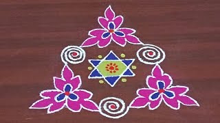 8  1 Interlaced Dots Beautiful Easy Flower☘️ Kolam  simplesuperkolam [upl. by Neeham]