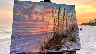 Sunset Serenity Acrylic Beach Painting Live from Destin Florida [upl. by Ingelbert]