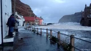 Tidal surge at Staithes Friday 13th Jan 2017 [upl. by Novej400]