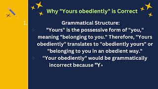 quotCorrect or Incorrect Understanding Yours Obediently And Your Obediently [upl. by Drislane]