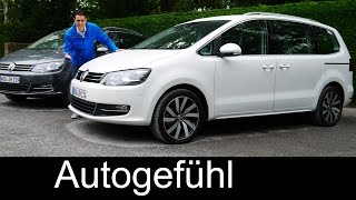 New Volkswagen VW Sharan Facelift FULL REVIEW test driven 2016 Highline TDI 150 amp 184 hp comparison [upl. by Draper]