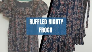 Nighty frock with Ruffled Yoke and Puff Sleeve STITCHWITHLEKSHMI [upl. by Kedezihclem]