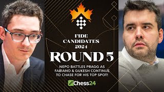 FIDE Candidates 2024 Rd 5  Ian Battles Pragg As Fabiano amp Gukesh Continue To Chase His Top Spot [upl. by Canter]