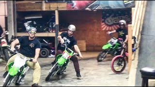 Indoor Pit Bike racing with TRAVIS PASTRANA  My first time at PASTRANALAND [upl. by Olraced]