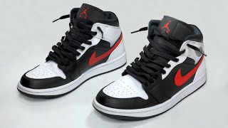 HOW TO LACE NIKE AIR JORDAN MID 1 LOOSE  Jordan mid 1 Loosely laces style [upl. by Amocat]