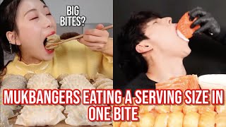 mukbangers eating a serving size in ONE BITE [upl. by Ekram751]