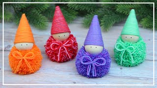 Это ЛЕГКО И БЫСТРО Сделать Милого ГНОМИКА из Ниток Pompom Gnomes easy making [upl. by Phelps]