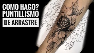 Cómo hacer puntillismo de Arrastre Tattoo Peonia Blackwork [upl. by Dafna731]