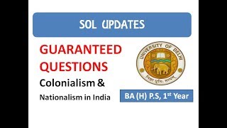 Colonialism amp Nationalism I Important Questions I SOL [upl. by Surtimed]