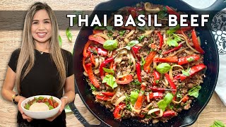 THAI BASIL BEEF  Quick amp Easy Thai Basil Ground Beef Recipe [upl. by Frazier]