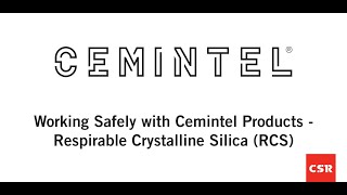 Working Safely with Cemintel  Respirable Crystalline Silica RCS [upl. by Daffie10]