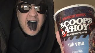 Cult Leader Tries THE VOID black ice cream  Stranger Things Scoops Ahoy Ice Cream Parlor themed [upl. by Gavini]