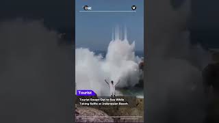 Tourist Swept Out to Sea While Taking Selfie at Indonesian Beach shorts [upl. by Kaehpos]