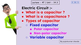 Capacitor amp Capacitance  Types of capacitor  Fixed capacitor  Variable capacitorElectric circuit [upl. by Harmonia]