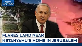 Netanyahu House Attack  Flares Land Near Netanyahus Home Month After Hezbollah Drone Attack [upl. by Kerwon]