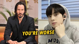 Keanu Reeves Helps Cha Eunwoo Fight Rude Actors [upl. by Drarehs177]