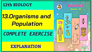 12th biology ch13 Organisms and population complete exercise answer Explanation  Maharashtra board [upl. by Alegnave413]