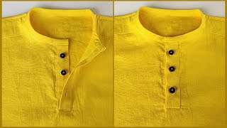 designer piping collar kurta stiching  sew a lower neck kurta  kurta stiching full video [upl. by Morlee]