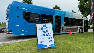 SPECIAL YRT  Bus wash and YRT North Division facility tour New Flyer XE40 e2106 [upl. by Eiryk]