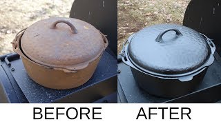 Restoring A Cast Iron Dutch Oven The Easy Way [upl. by Aniuqahs]