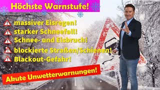 Höchste Warnstufe LILA Stundenlang massiver Eisregen und starker Schneefall Unwetter Blackouts [upl. by Aniroc]