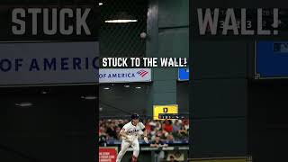 Astros Whitcomb’s hit gets stuck to the wall [upl. by Waller]