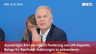 Auswärtiges Amt verweigert Forderung von UNExpertin Belege für BaerbockÄußerungen zu präsentieren [upl. by Ainatnas]