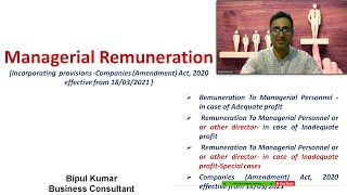 Managerial Remuneration Updated byCompanies Amendment Act 2020 effective from 18032021 [upl. by Hoffmann]