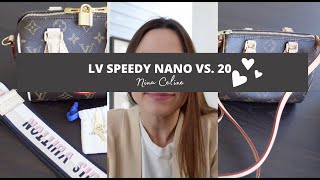 Louis Vuitton Speedy 20 or Speedy Nano Bag Dilemma🤔  CloseUps Mod Shots Review amp Details💕 [upl. by O'Toole433]