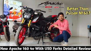 TVS Apache RTR 160 4v USD Forks 2024 Model  Full Detailed Review  Better Than Pulsar N160 [upl. by Ettener]