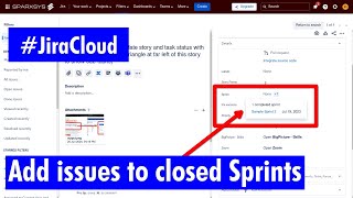 Jira Cloud  Add Issue to closed Sprints [upl. by Carol-Jean]