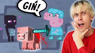 ŚWINKA PEPPA vs 4 HUNTERS MINECRAFT SPEEDRUN MOJA REAKCJA NA [upl. by Euqinu215]