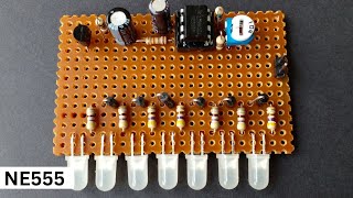 7 LED LIGHT UP CIRCUIT WITH ONLY 1 IC  LED chaser [upl. by Adien721]