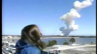 STS51L  Barbara Morgan Watches the Launch and Explosion of Space Shuttle Challenger [upl. by Schug424]