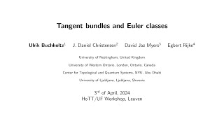 Tangent bundles and Euler classes  Ulrik Buchholtz [upl. by Deyes13]