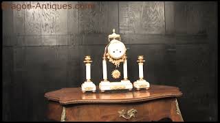 Antique French White Marble and Ormolu Portico Clock Set by Vincenti 3341 [upl. by Acired]