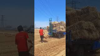 Car battery driven machine double chain induction straw bale loading machine [upl. by Novaat252]