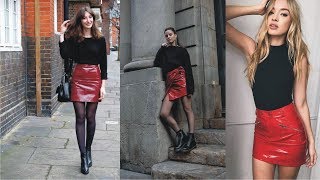 Amazing Red Leather Skirt Outfit To Light Your Day [upl. by Etteragram829]