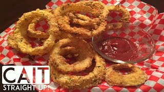 Crispy Onion Rings Recipe  Baked In The Oven  Cait Straight Up [upl. by Irafat]