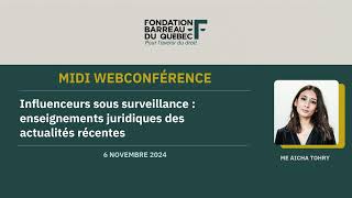 Webconférence  Influenceurs sous surveillance  enseignements juridiques des actualités récentes [upl. by Chrisse]