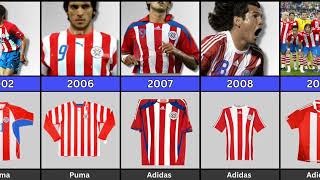 Paraguay Football Team Evolution Jersey  History Jersey Footballjersey soccer [upl. by Ahsykal]