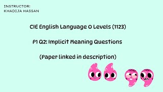 OL English Language 1123 Paper 1 Q2 Implicit Meaning Questions [upl. by Zzaj]