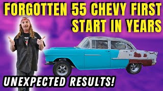 55 Chevy First Start 305 Fires Up After 20 Years of Sitting [upl. by Riocard607]