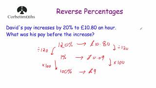 Reverse Percentages  Corbettmaths [upl. by Siduhey]