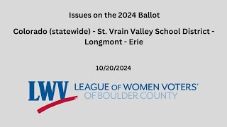 Ballot Issue Presentation Colorado statewide RTD SVVSD Longmont Erie 10202024 [upl. by Dehsar]