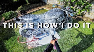 XSR700  Motowash with MUCOFF pressure washer [upl. by Leinehtan]