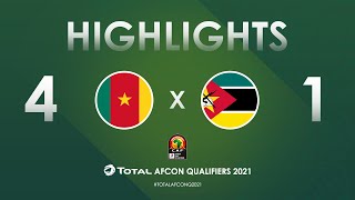 HIGHLIGHTS  Total AFCON Qualifiers 2021  Round 3  Group F Cameroon 41 Mozambique [upl. by Lynnett]