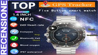 SmartWatch GT45 o GT5 pro stile Garmin Marq 2 con bussola lega di titanio NFC percorso GPS 16 p [upl. by Josee]