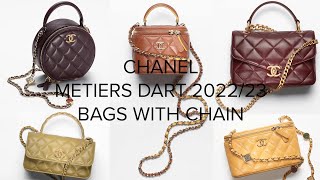 CHANEL METIERS DART COLLECTION 202223 ❤️ CHANEL HANDBAGS WITH CHAIN [upl. by Assehc219]